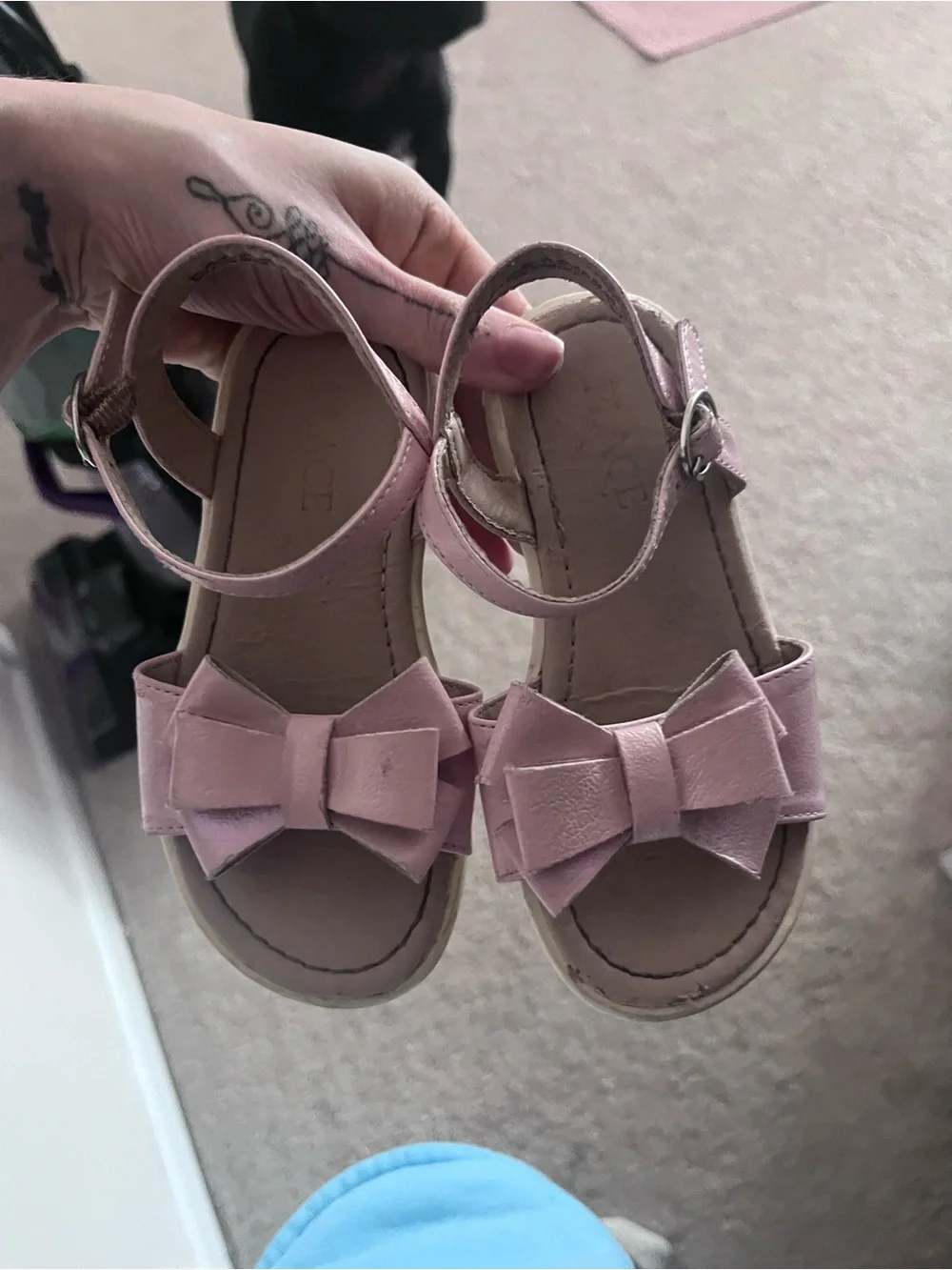 Girls' Pink Bow Ankle-Strap Sandals